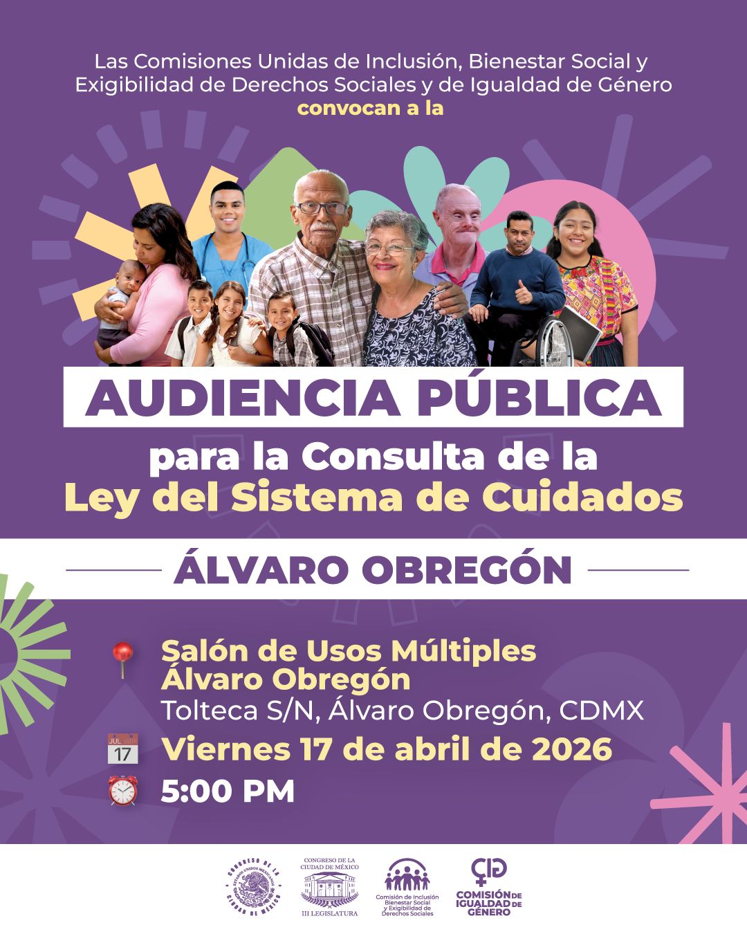 Audiencia Pública Álvaro Obregón, salón de usos múltiples Álvaro Obregón, 17 Abril 2026, 5:00 pm