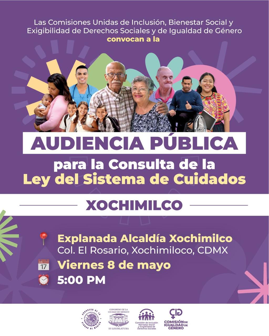 Audiancia Pública Xochimilco, explanada alcaldía Xochimilco, 8 de Mayo 2026, 05:00 pm